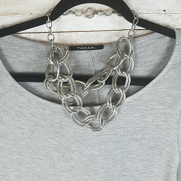 Tahari, Gray top with long bell sleeves, Sz XS - Picture 5 of 10